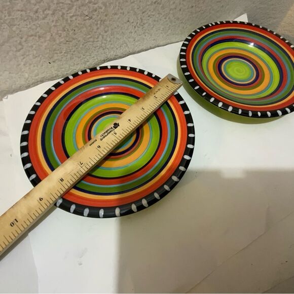 Gibson Elite Pueblo Springs Stoneware Hand Painted 8.5" Salad Plate set 2 G20 - Picture 7 of 8